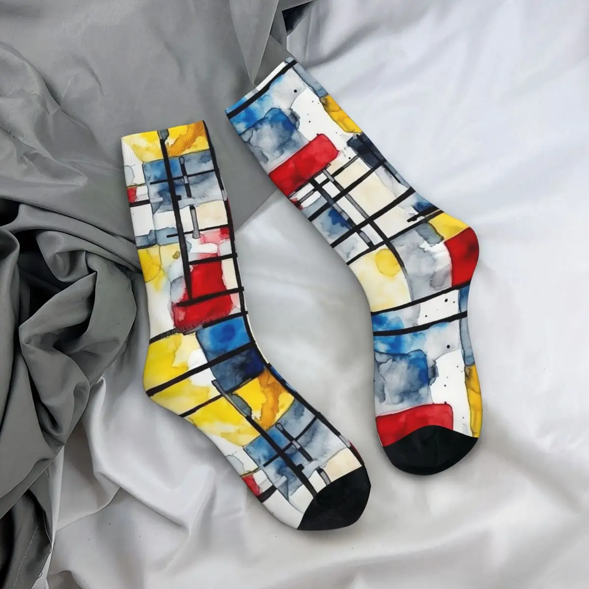 

Носки на все случаи жизни с абстрактным поп-артом Пиета Мондриана, модные длинные носки для мужчин и женщин, подарки на День святого Валентина