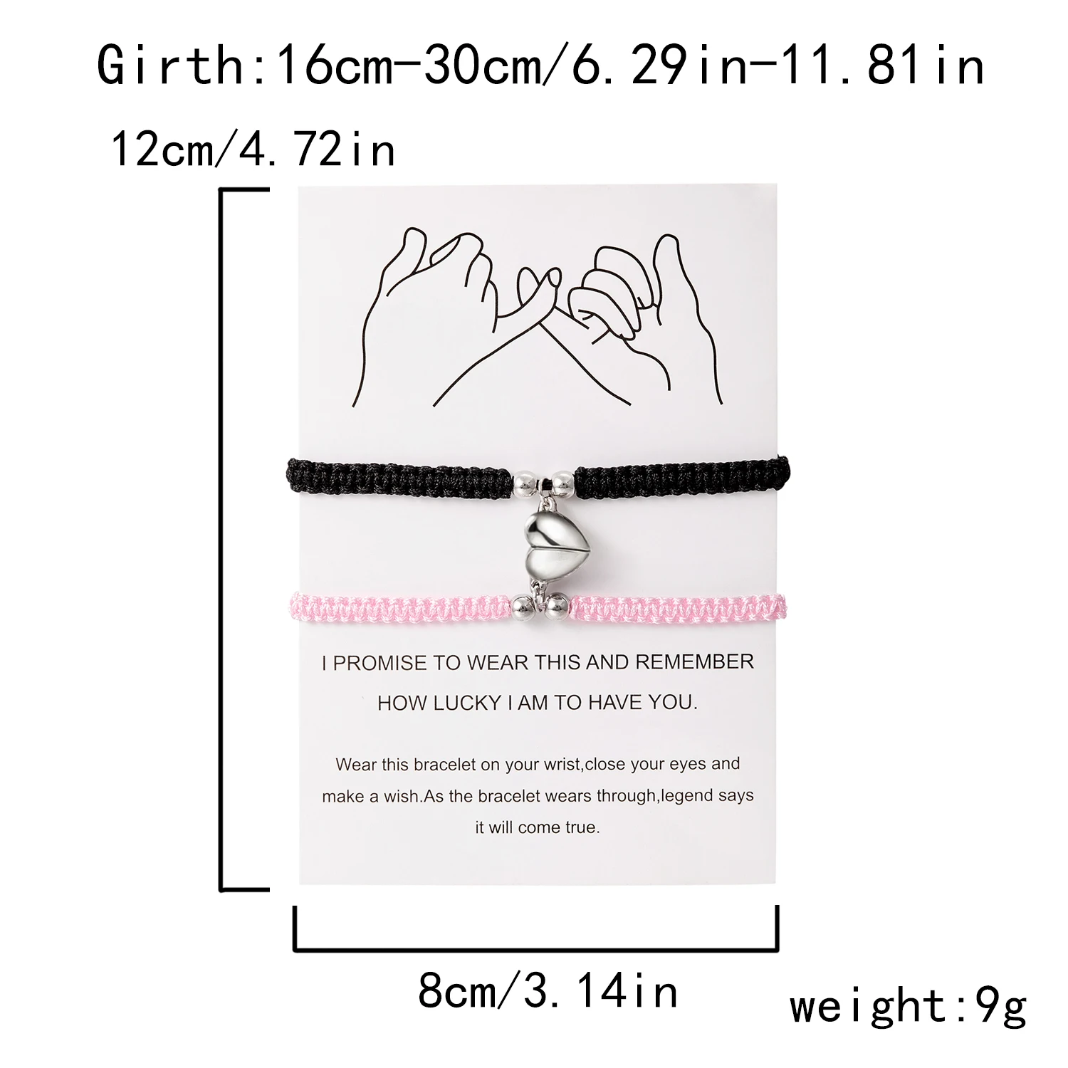 2 Teile/satz Magnetische Paar Armbänder für Liebhaber Freundschaft Schmuck Pinky Versprechen Karte Passenden Geflochtenen Seil Armreif Geschenk Zubehör – Detail 5