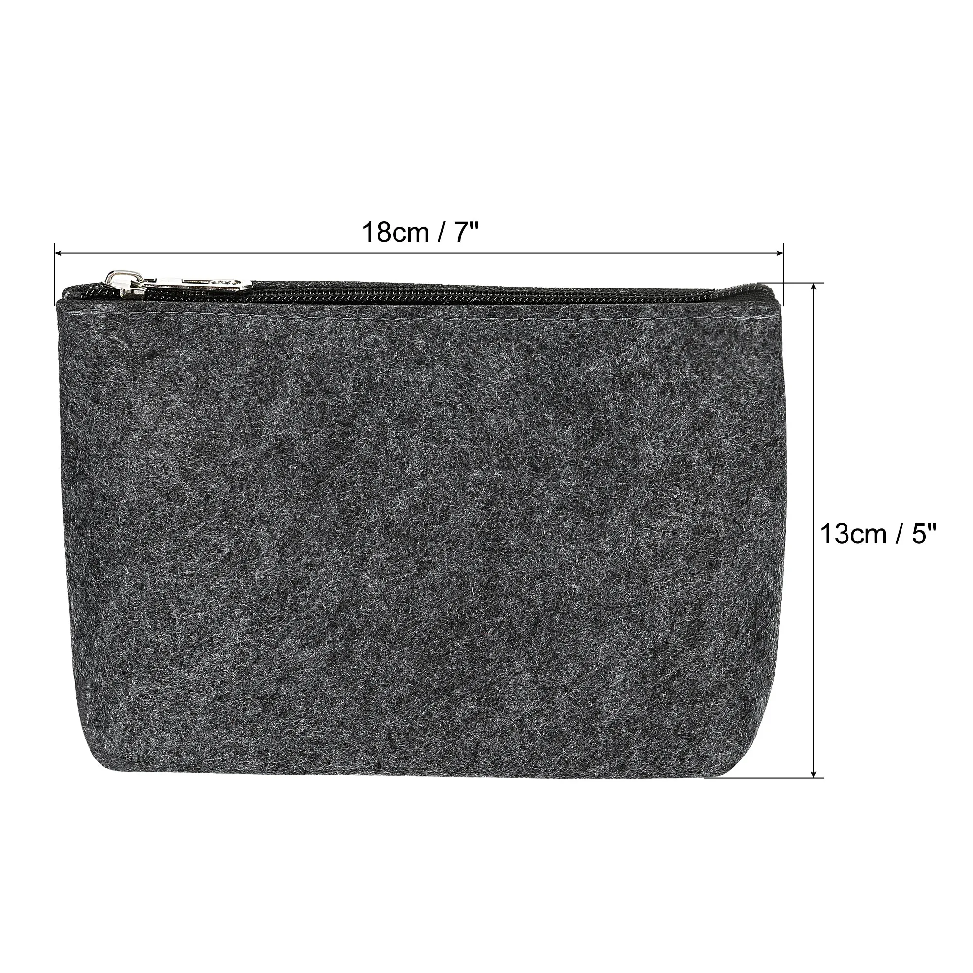 1/2Pcs Felt Pencil Bag Pen Case Stationery Storage Zipper Pouch for Office Organizer Light Gray/Gray/Dark Gray
