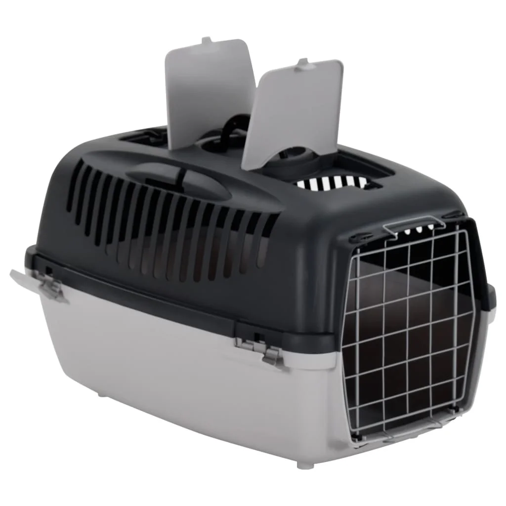 Pet Carrier Grey and Black 61x40x38 cm PP