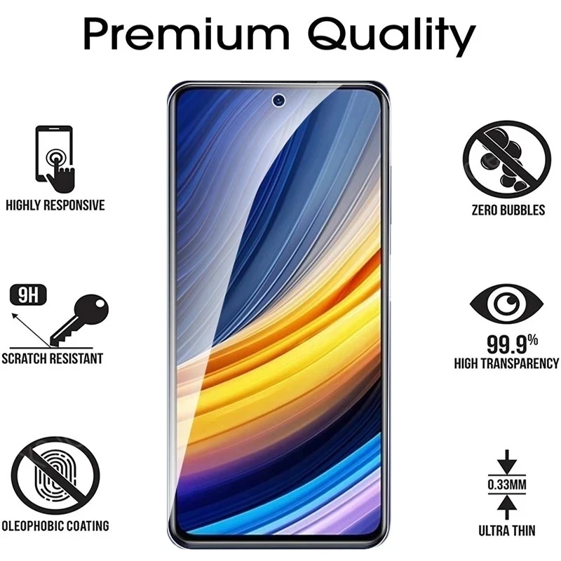 Kaca pelindung untuk Poco X3 Pro X3 NFC M5S M5, pelindung layar Film untuk Xiaomi Poco F3 F4 GT F2 Pro M3 M4 X4 Pro 5G kaca 4 buah