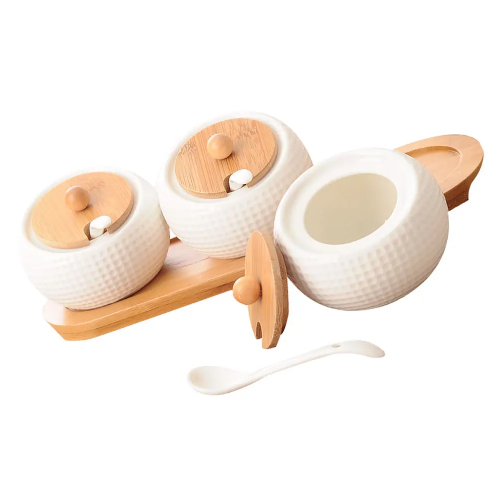 

Ceramic Seasoning Jar Set Spices Containers Kitchen Salt Pepper Storage Easy Clean MultiFunction Cookware Accessories
