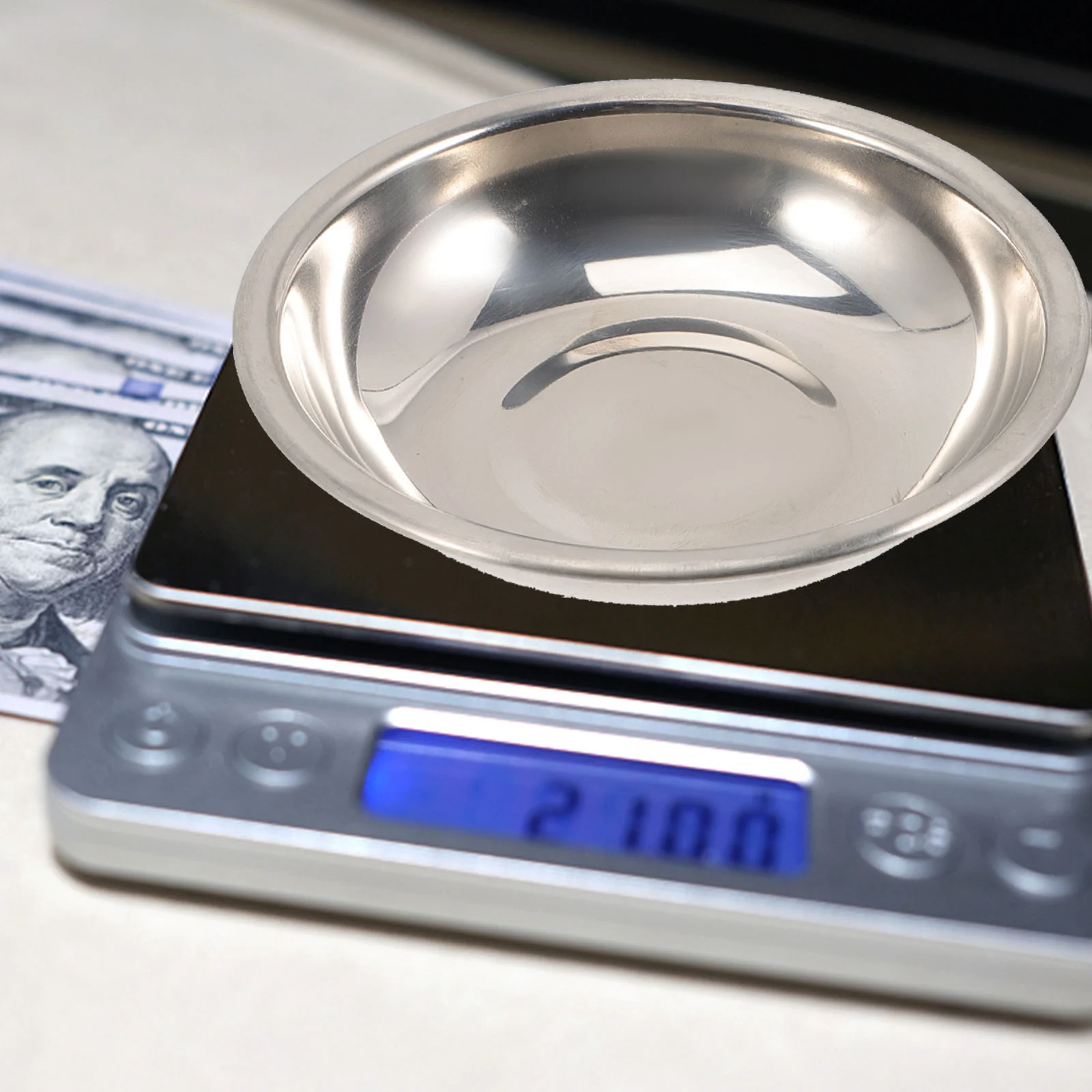 2 Pcs Digital Scale Pan Jewelry for Food Weighting Tool Tray Silver Stainless Steel Kitchen Weighing