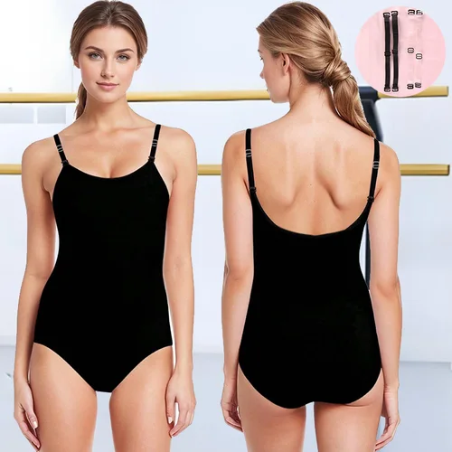 Imagen 2 del producto Camisola sin mangas para mujer, leotardos de danza de Ballet para adultos, camisetas sin mangas de baile gimnástico con correas ajustables y forro suave