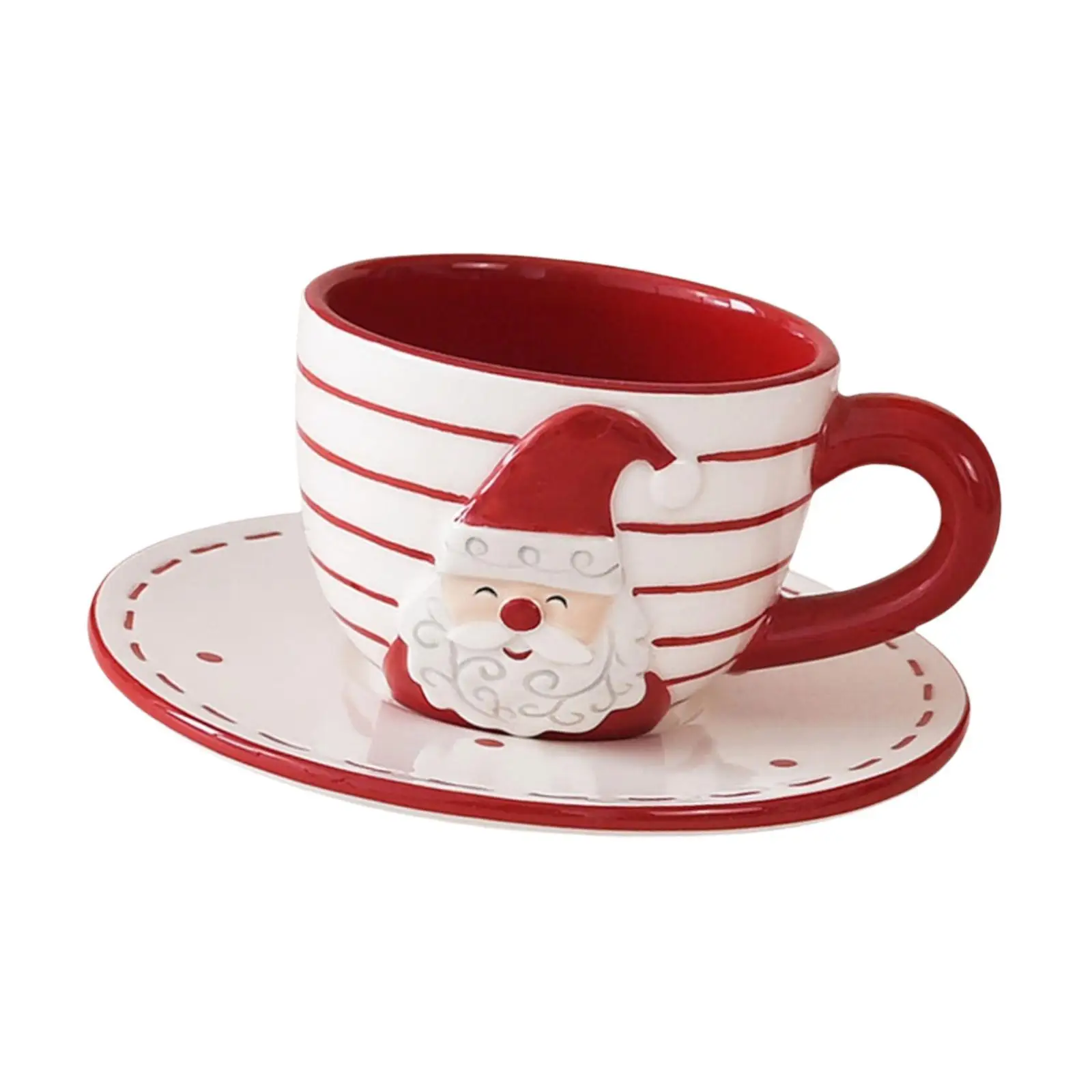 Christmas Tea Cups and Saucer Santa Claus Novelty China Mug Cup Coffee Cup Set for Afternoon Tea Birthday Gift Holiday Decor