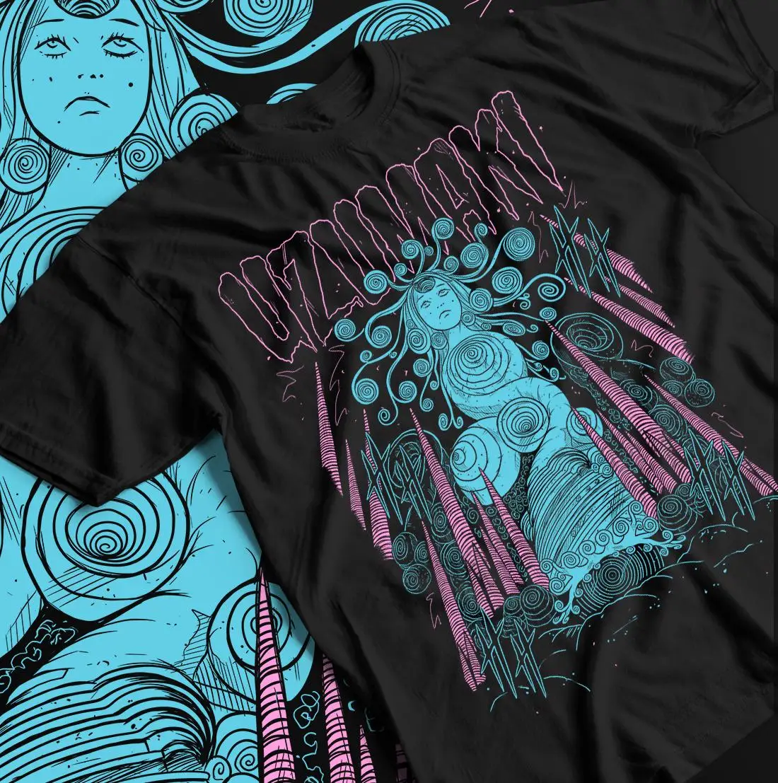 Camiseta de chica de terror de cómic de terror, camiseta gótica de anime negro, Top de manga corta holgado de algodón de verano para hombres y mujeres