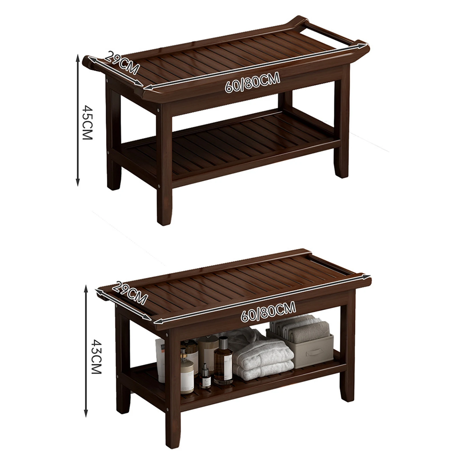 Wooden Bathroom Shower Bench - usage example