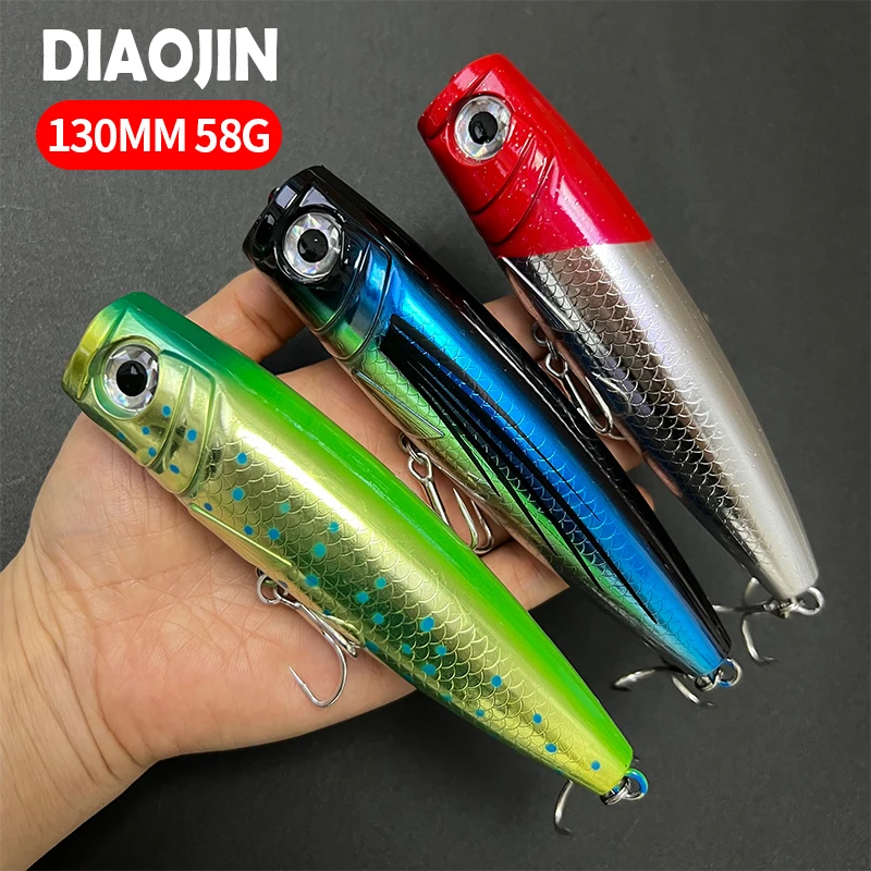 Big Poppers 13cm 58g Sea Fishing Plastic Hard Bait Saltwater Trolling leurres de Surface Topwater Popper Bass Tuna Fishing Lure