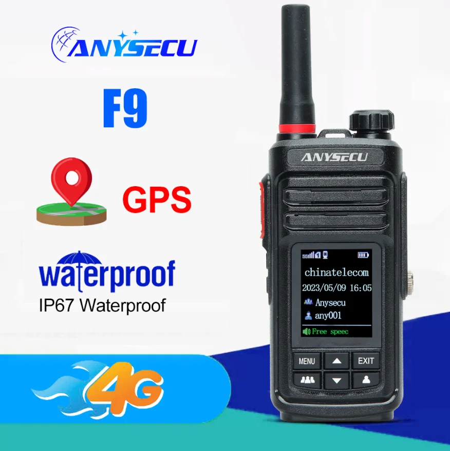 

New Anysecu 4G-F9 4G Network LTE POC WalkieTalkie RTOS system with Realptt GPS IP67 Waterproof 3000mAh F8/F8 PLUS Upgrade radio