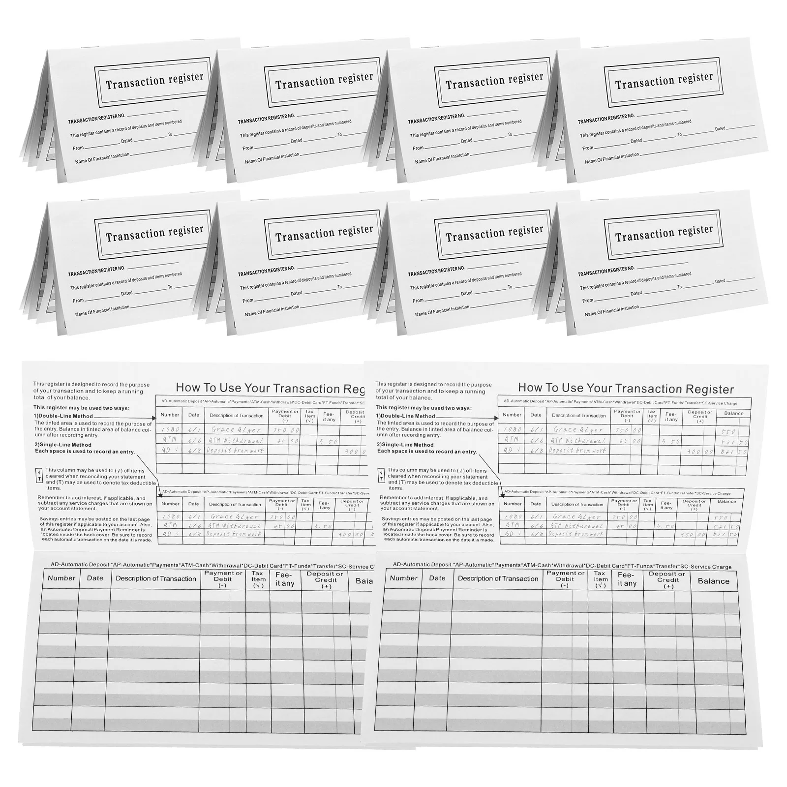 

10 Check Currency Management Book Notebook White 04 80 Pages Per Book Tracking Management Personal Finance Checkbook Tool