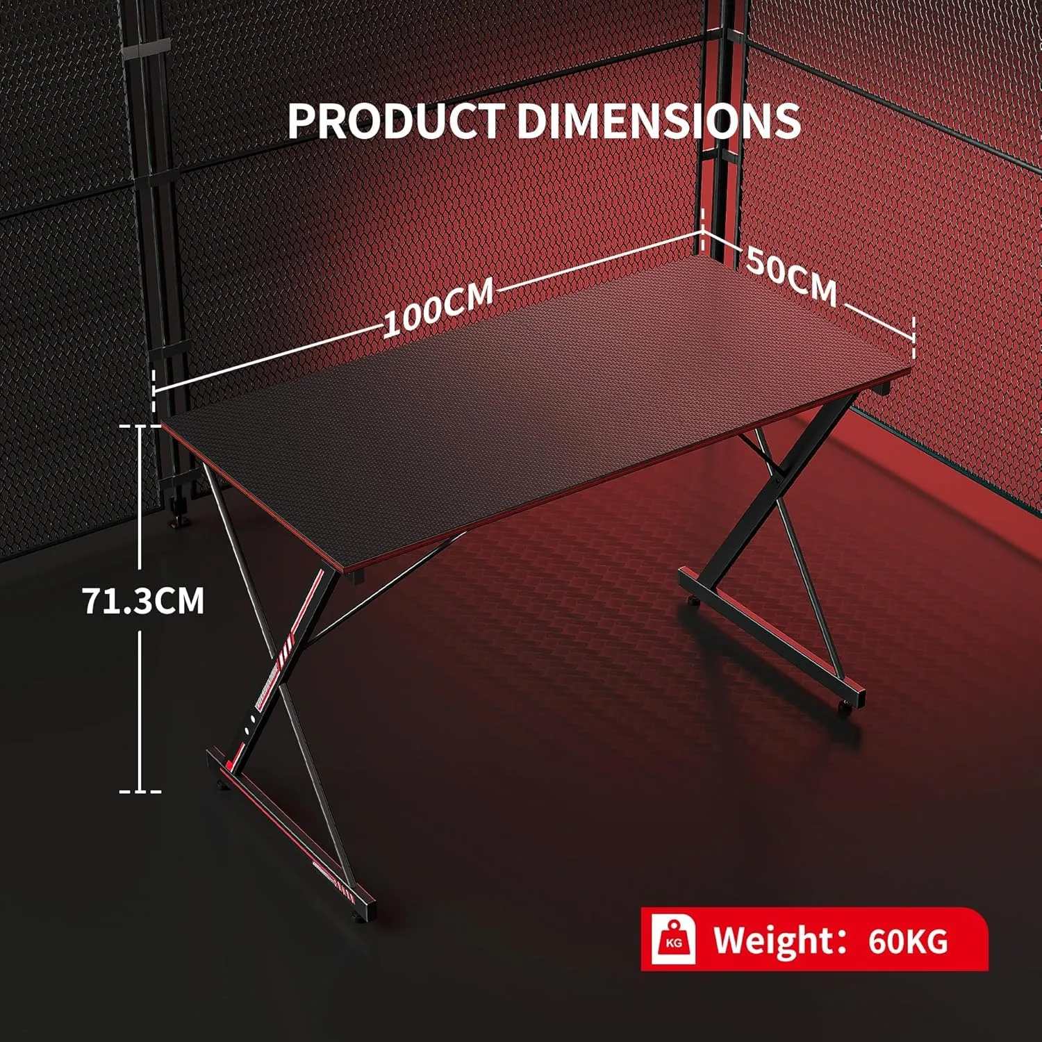 40 Inch PC Computer Desk, Carbon Fiber Home Office Desk Table Gamer Workstation, Simple Game Table with Headphone Hook, Black