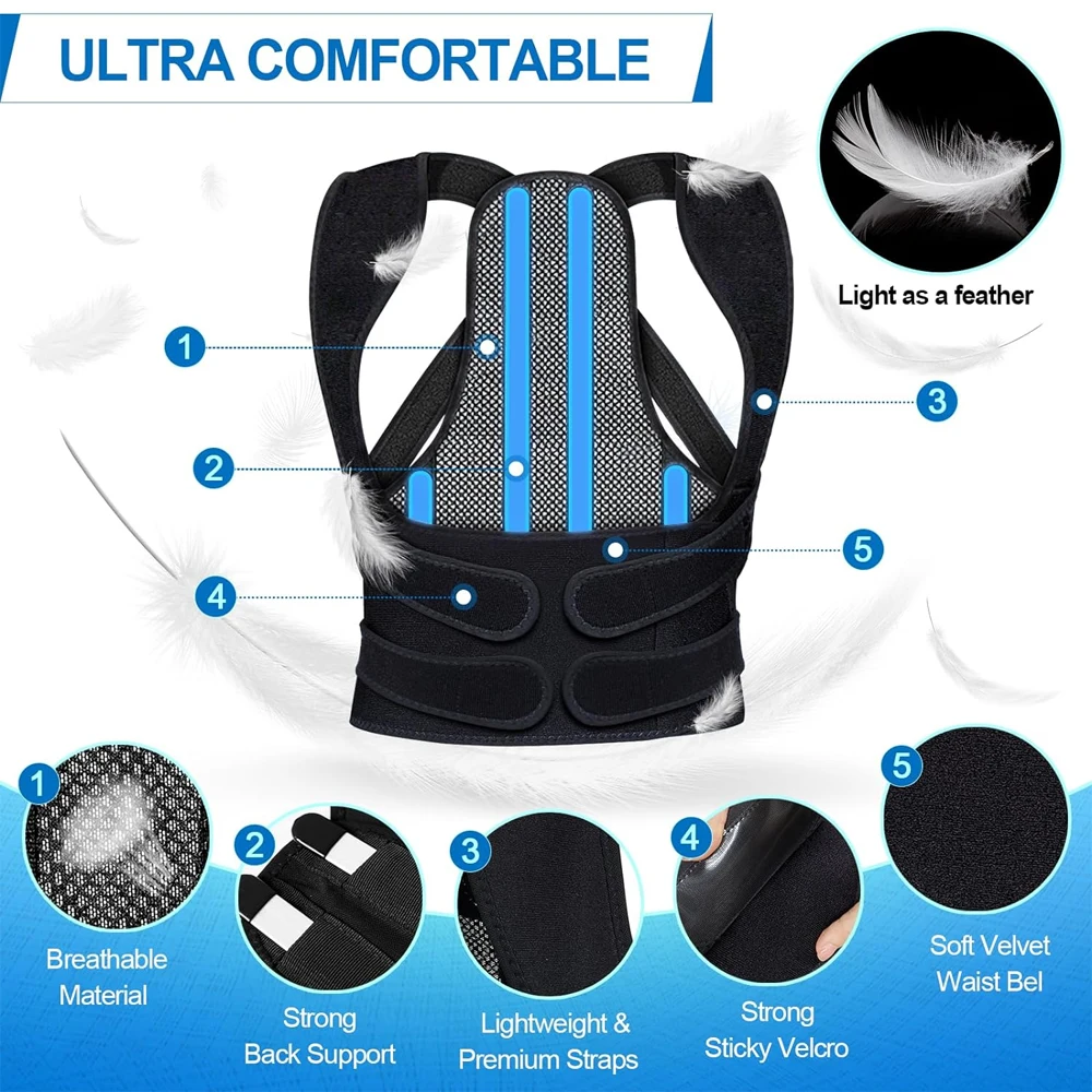 1Pcs Back Brace for Women Men Posture Corrector Improve Posture Lumbar Support Shoulder Lower Upper Back Pain Relief