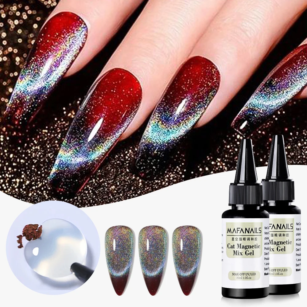 30ML Katze Magnetische Mix Gel Nagel Glitter Chamäleon Wirkung Cat Eye Maget Mischen Gel Nail art Soak Off UV/Led Gel Maniküre Lack