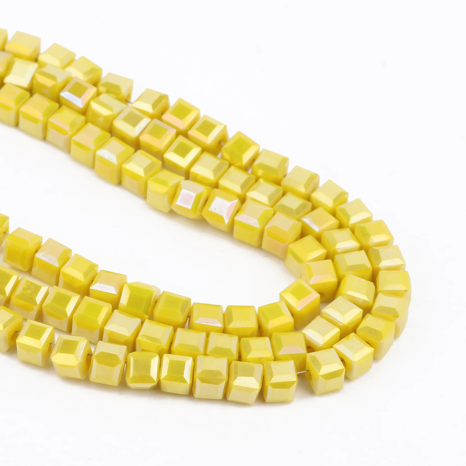 High Quality Yellow Austria Crystal Glass Beads Faceted Cube Loose Spacer Beads For Jewelry Making Diy Bracelets