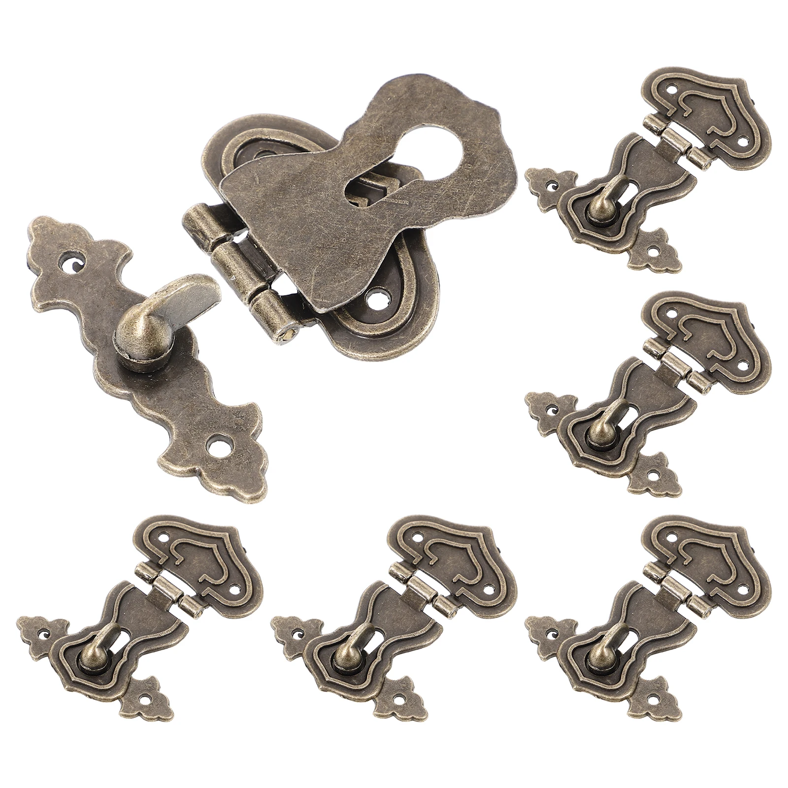

6pcs Retro Box Buckle Small Lock Metal Hasp Jewelry Boxes Latch Cabinet Mini Gift Zinc Alloy Durable Wear Resistant Easy Install