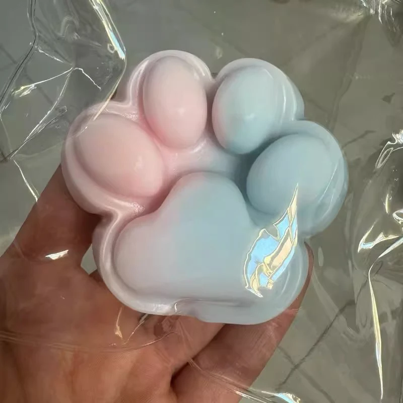 Cute TPR Gradient Cat Paw Squeeze Toys Party Favors Slow Rebound Stress Relief Toys Stress Anxiety Relief Sensory Toys Gifts