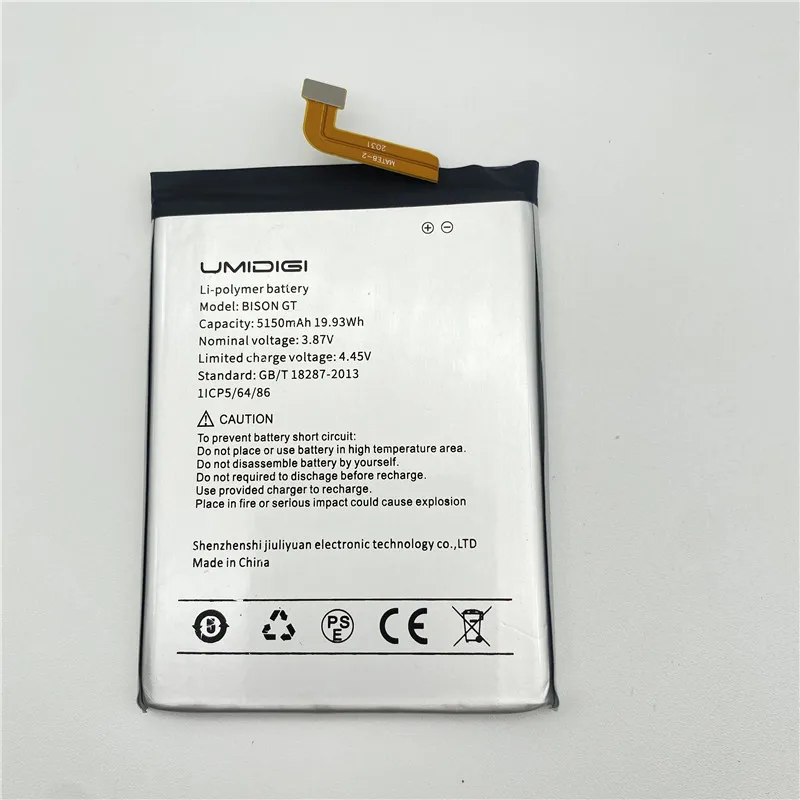 In stock for UMIDIGI bison gt battery 5150mAh Long standby time High capacity for UMIDIGI bison gt  battery