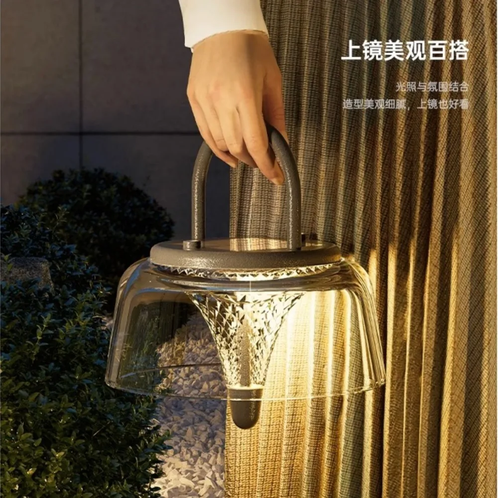 Acrylic Waterproof LED Charging Solar Courtyard Balcony Pavilion Outdoor Table Lamp Simple Outdoor Portable Lighting Chandelier