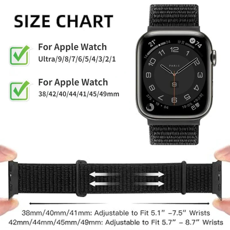 Nylon Loop Strap For Apple Watch Band Ultra 2 49mm Series 10 9 8 7 46mm 42mm 45mm 41mm Bracelet iWatch 6 5 4 SE 44mm 40mm Correa