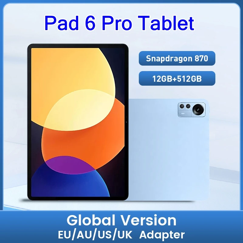 

2023 Global Pad 6 Pro Android Tablet 11 Inch Snapdragon 870 Tablette 12GB 512GB 10000mAh Battery 4G/5G Dual SIM Card Or WIFI Tab