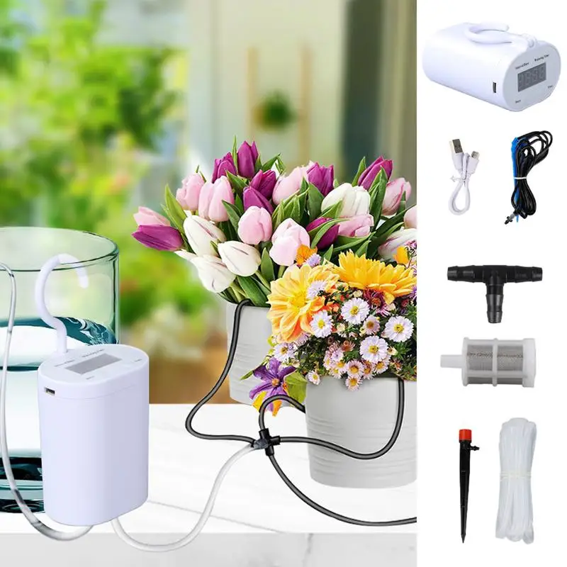 

Automatic Plant Waterer System With Timer Self Watering Kit Irrigation Indoor Plant Watering Device Gardening For Flowers Plants