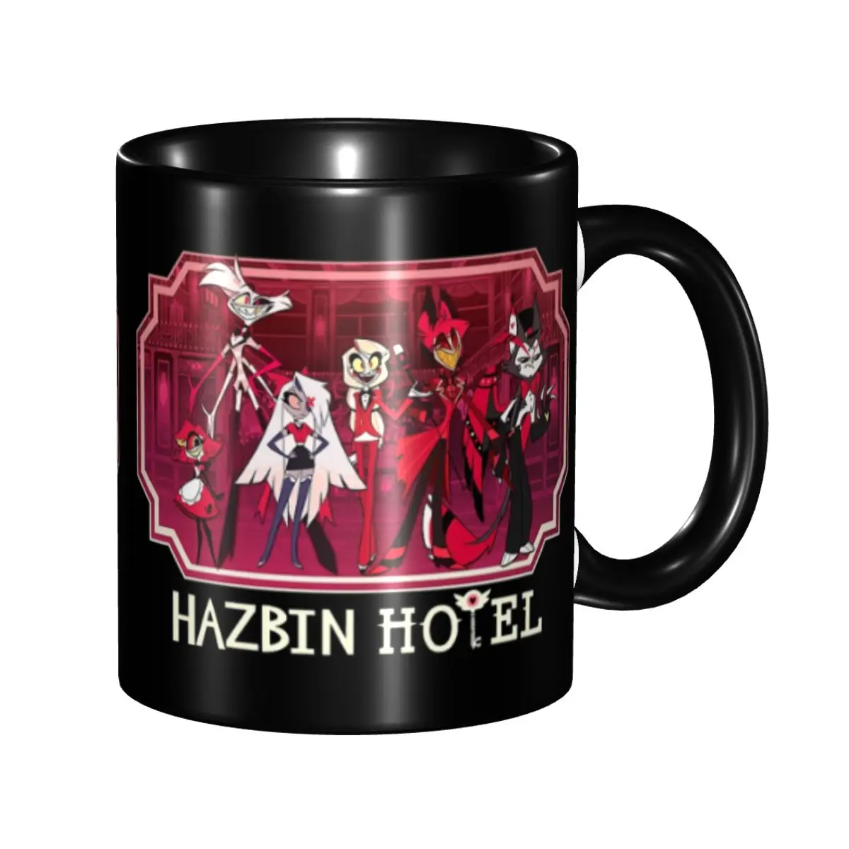 

Hazbines Hoteles Alastor Vox 2, кухоль Kawaii, винтажный логотип, винтажный логотип, чайная чашка, подарки для женщин и мужчин