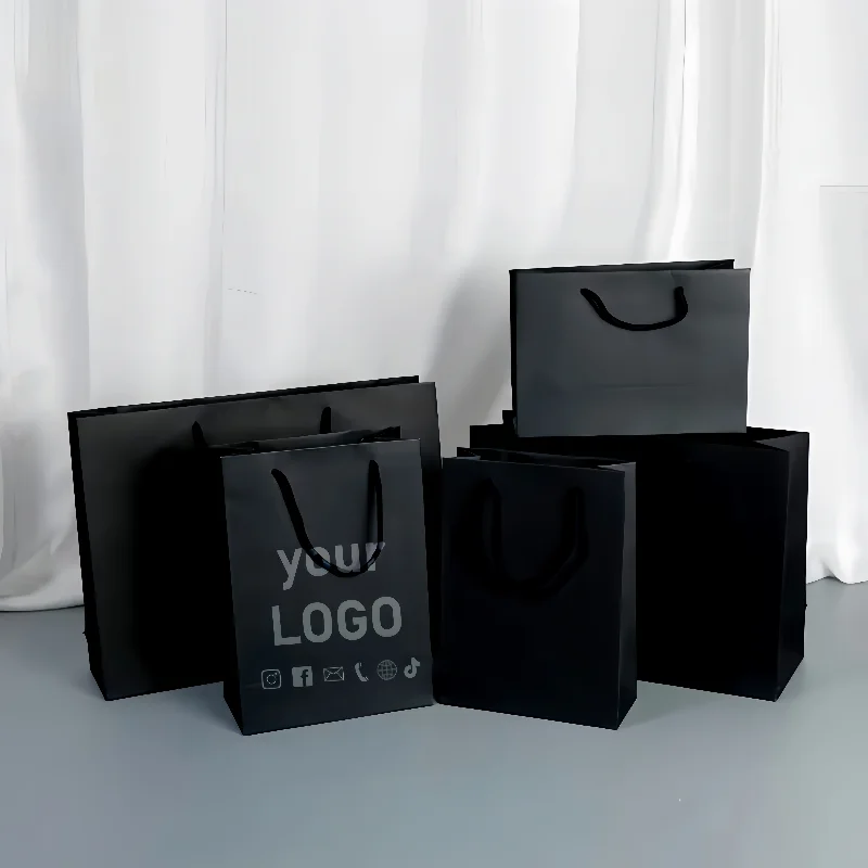 

10 шт. пакеты из крафт-бумаги с ручками — для одежды, подарков, покупок и розничной упаковки, сумки с настраиваемым логотипом