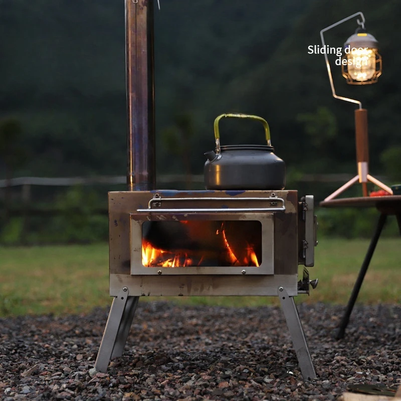 Outdoor Stainless Steel Firewood Heating Stove Glass Window View  Fire Wood Heater Camping Heating Tent Wood Stove New