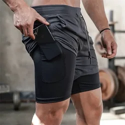 Pantalones cortos de camuflaje para correr para hombre, Shorts de gimnasio de doble capa, 2 en 1, secado rápido, transpirables, para entrenamiento y correr, novedad de verano 2023