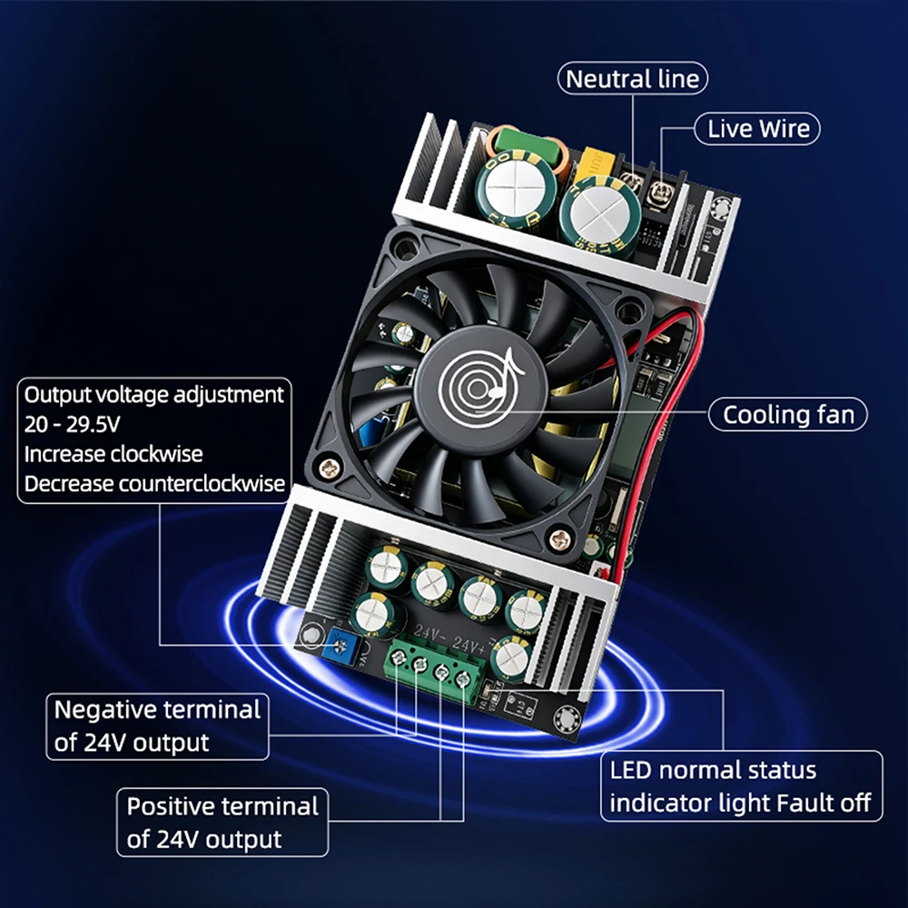 400W LLC Schaltnetzteil AC 220V zu DC 24V Hocheffizient Geräuscharmes Design für Verstärker und Subwoofer – Detail 4