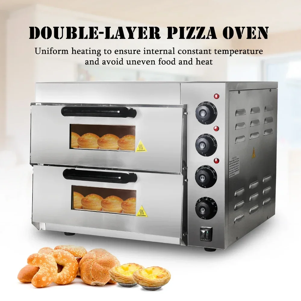 HomeWise Commercial Double Layer Baking Oven Machine Electric Kitchen Stainless Steel Roasted Cake Chicken Bread Oven