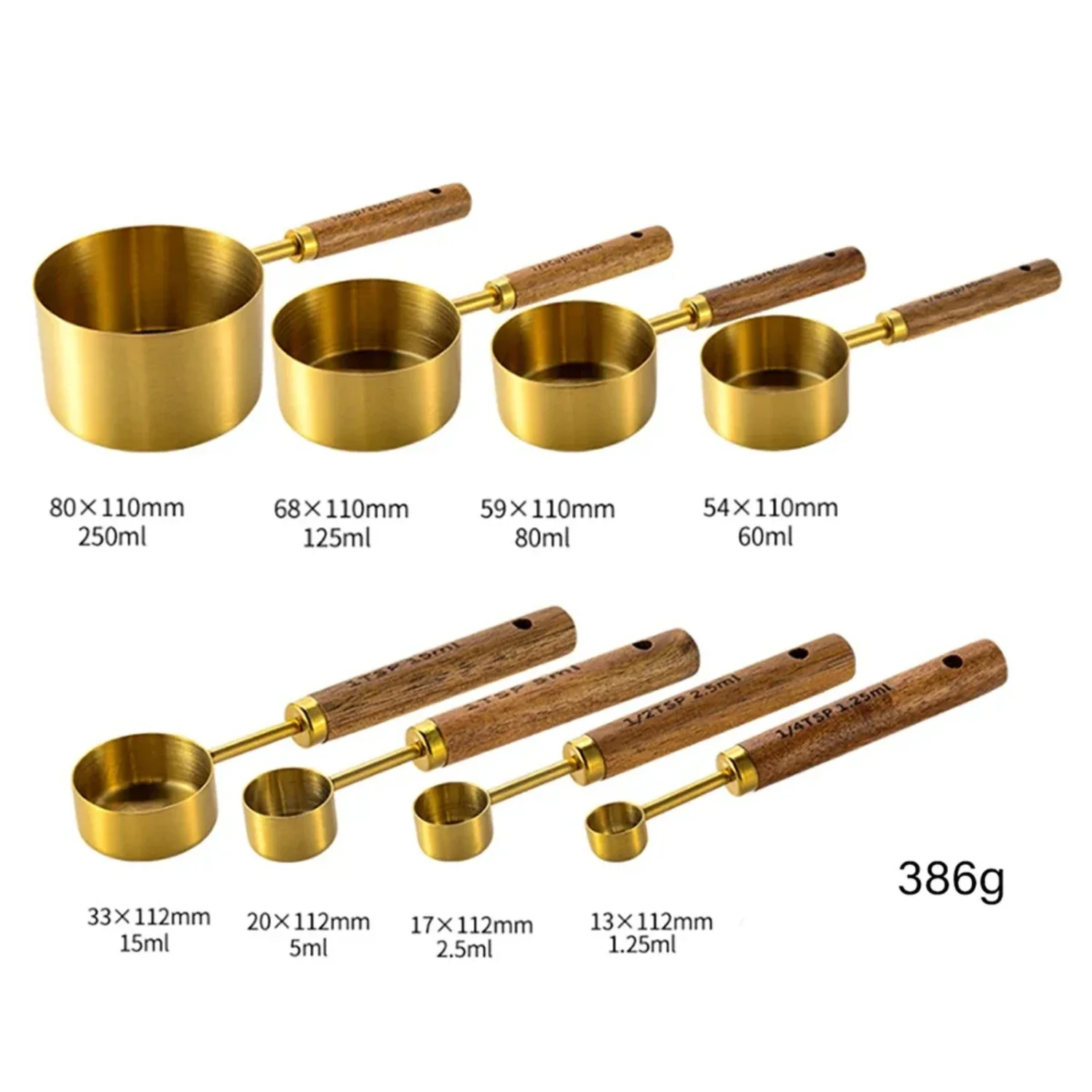 Enhance your culinary experience with this opulent and sophisticated 8-piece gold stainless steel bartending, coffee, and baking