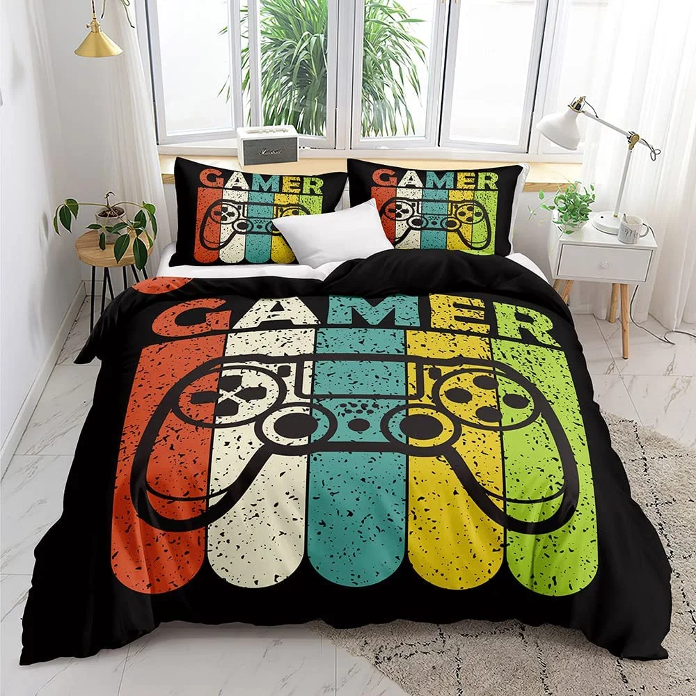 Gamer Bedding Sets for Boys Gaming Duvet Cover Set Video Games Comforter Cover Playstation Designs Bed Set with Pillowcase