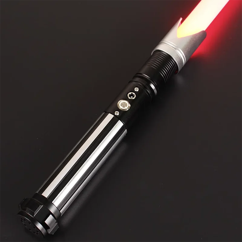 Metal Lightsaber RGB 12 Color Changing Smooth Swing Combat Fight Jedi Saber Sword Laser Blaster Light Gift Toys Cosplay