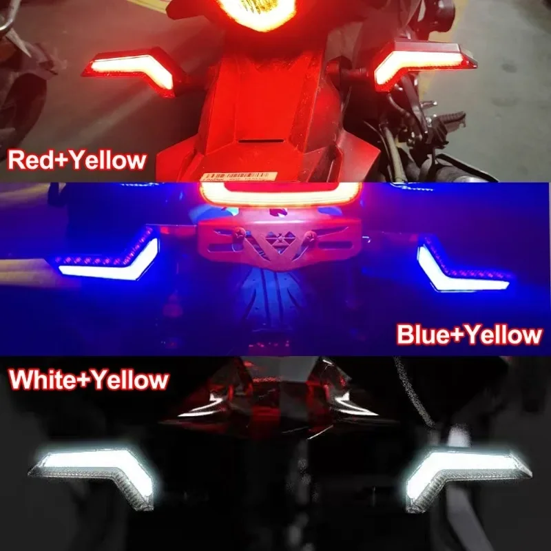 12V Motorcycle LED Turn Signal Lights Dual Color Flowing Angel Wing Daytime Running Light Motorcycle Modification Accessories