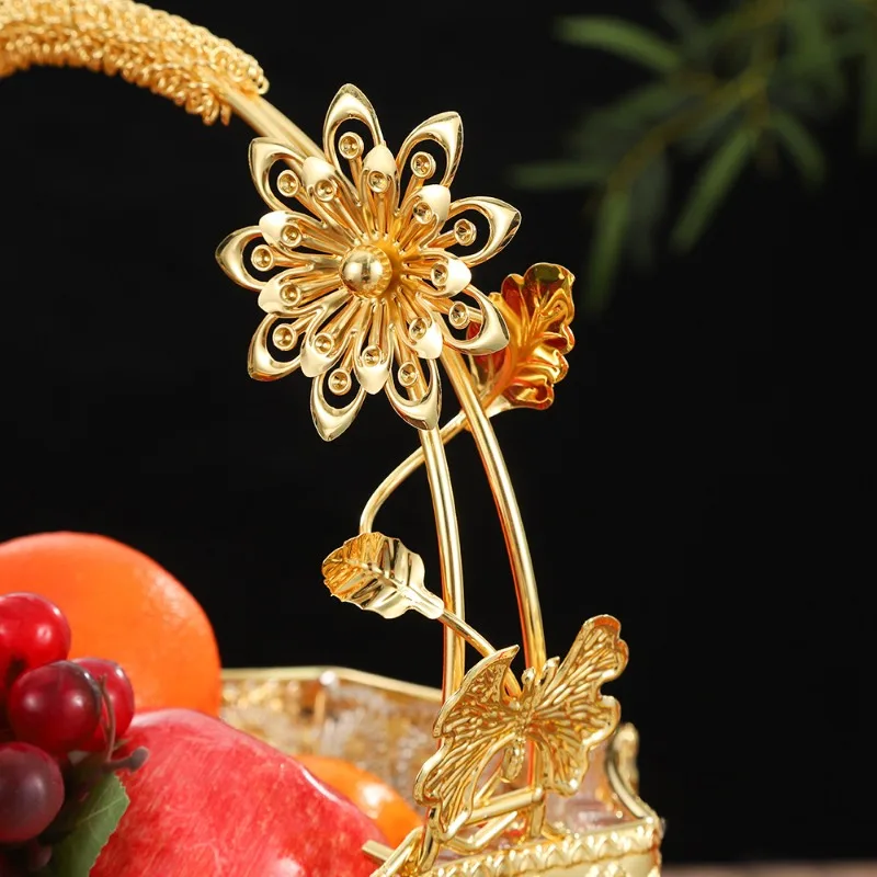 Talerz na owoce w stylu europejskim, wykwintne, lekko luksusowe rękodzieło, dekoracje do salonu, metalowe przekąski owocowe, talerz na owoce