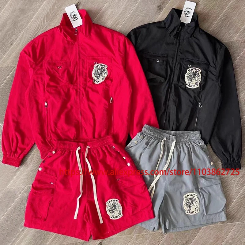 

European American Trend SAINT VANITY Jacket Tracksuit High Street Hip-hop Rivet Multiple Pockets Saint Vanity Coat Jackets