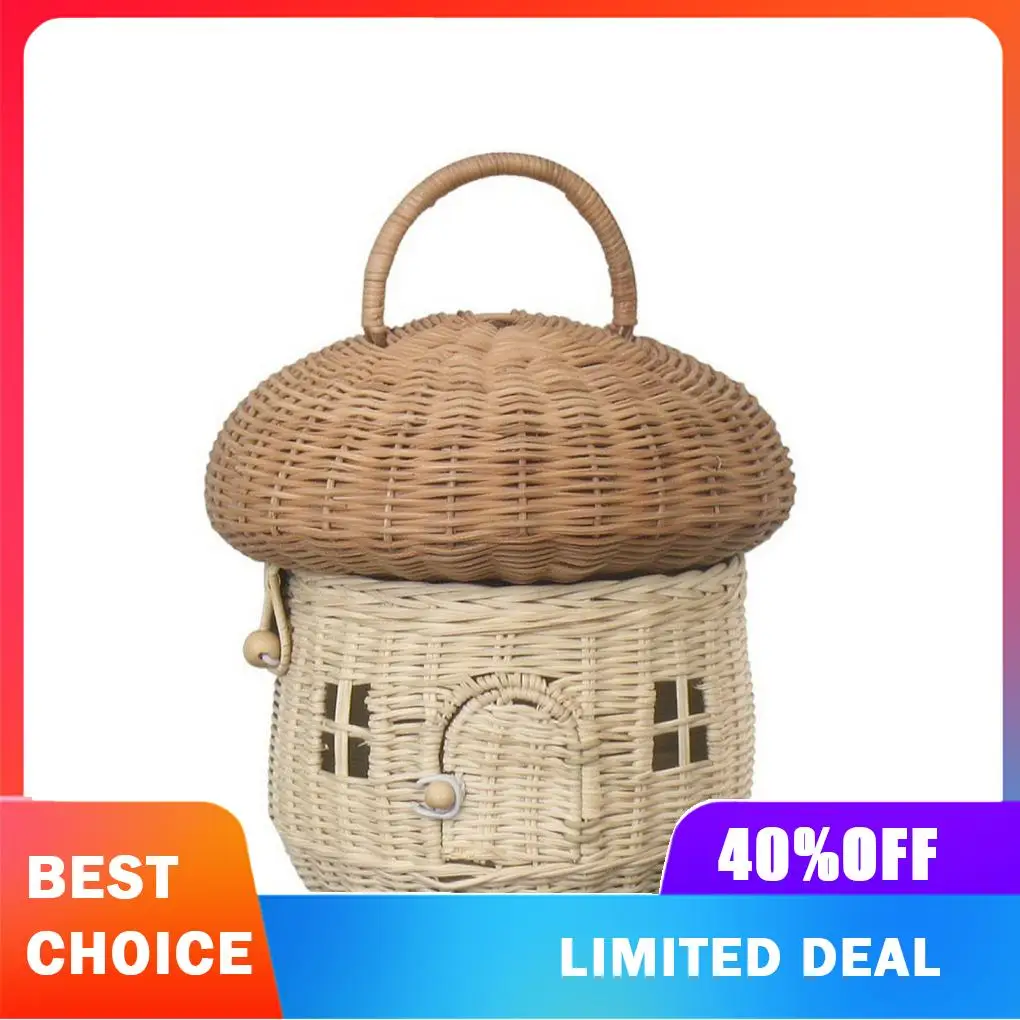 Mushroom Stool Lovely Mushroom Wicker Basket For Organizing Toys And Kids Items RATTAN Wicker Decor