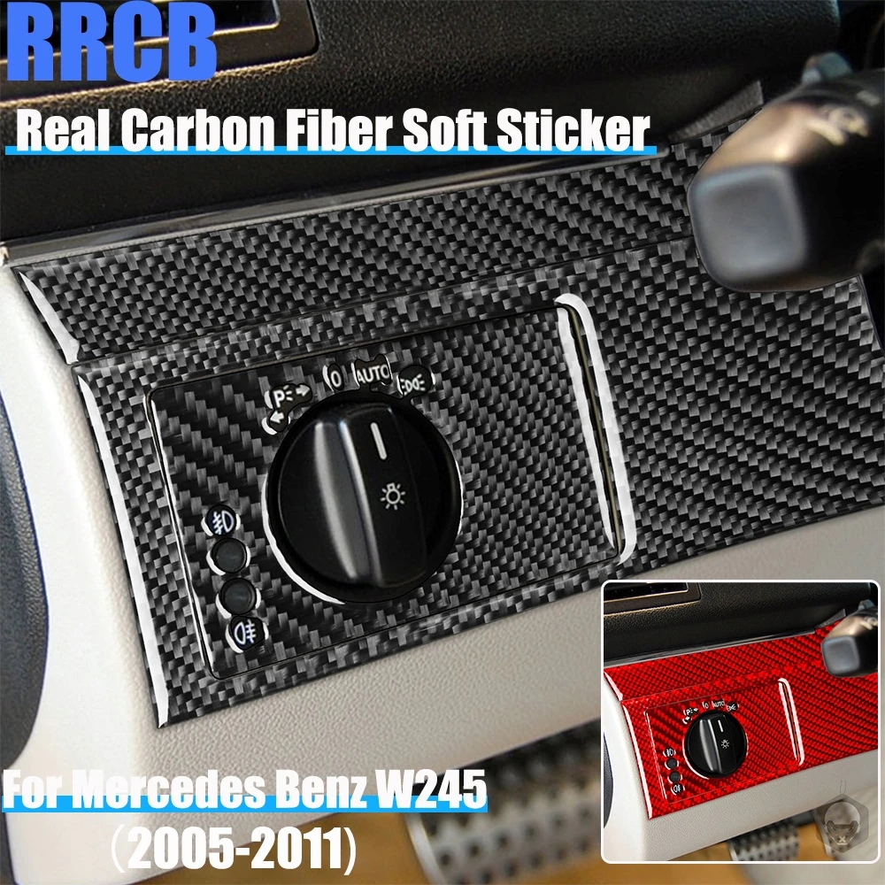 

Carbon Fiber Car Accessories Headlight Switch Cover Soft Sticker For Mercedes Benz W245 B-Class 2005 2006 2007 2008 2009 10 11
