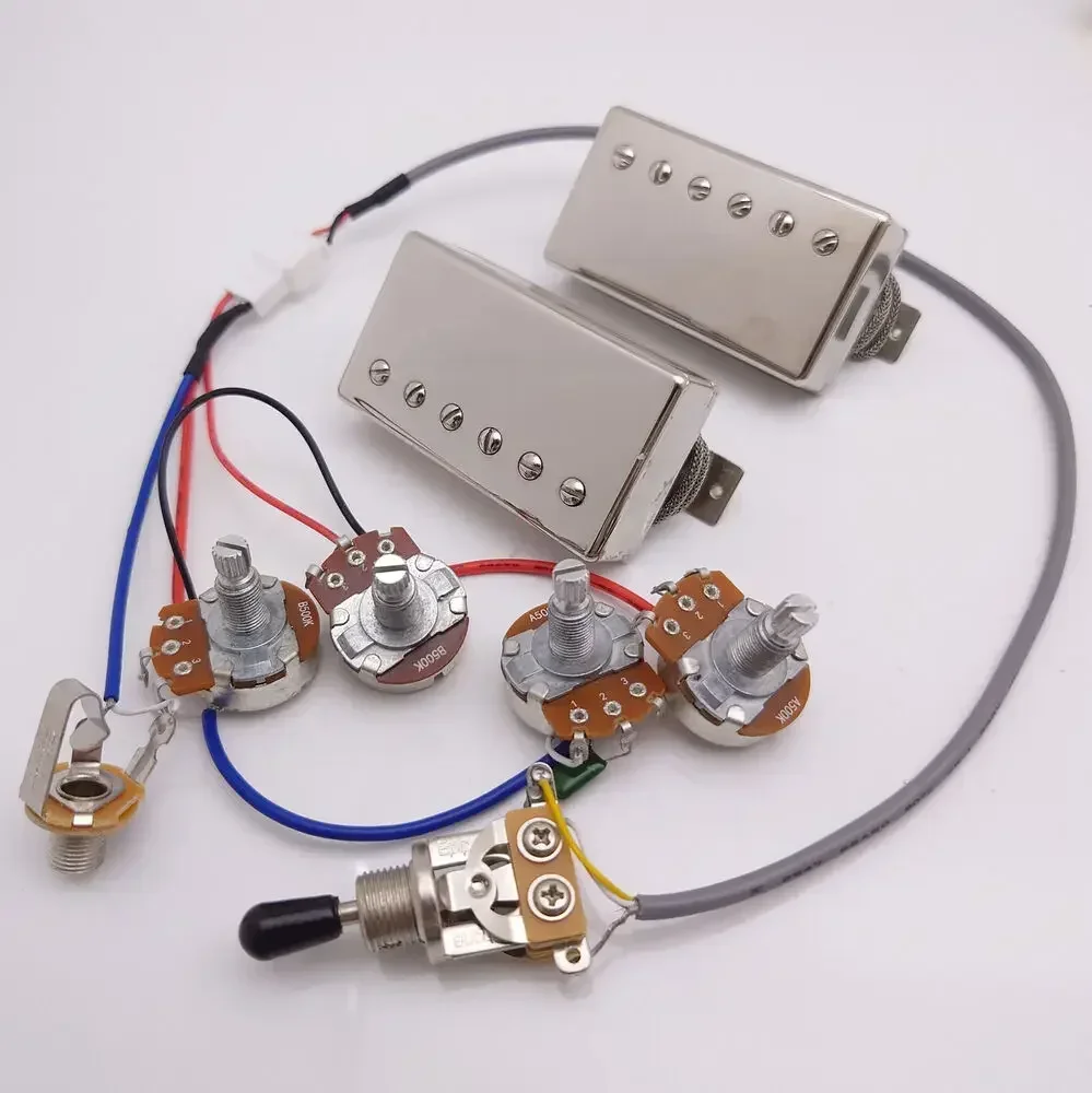 

Alnico 2 Guitar Humbucker Pickups Chrome BB1&BB2 Series PAF N/B with 2C Wiring Harness for LP Electric Guitar Replacement Parts