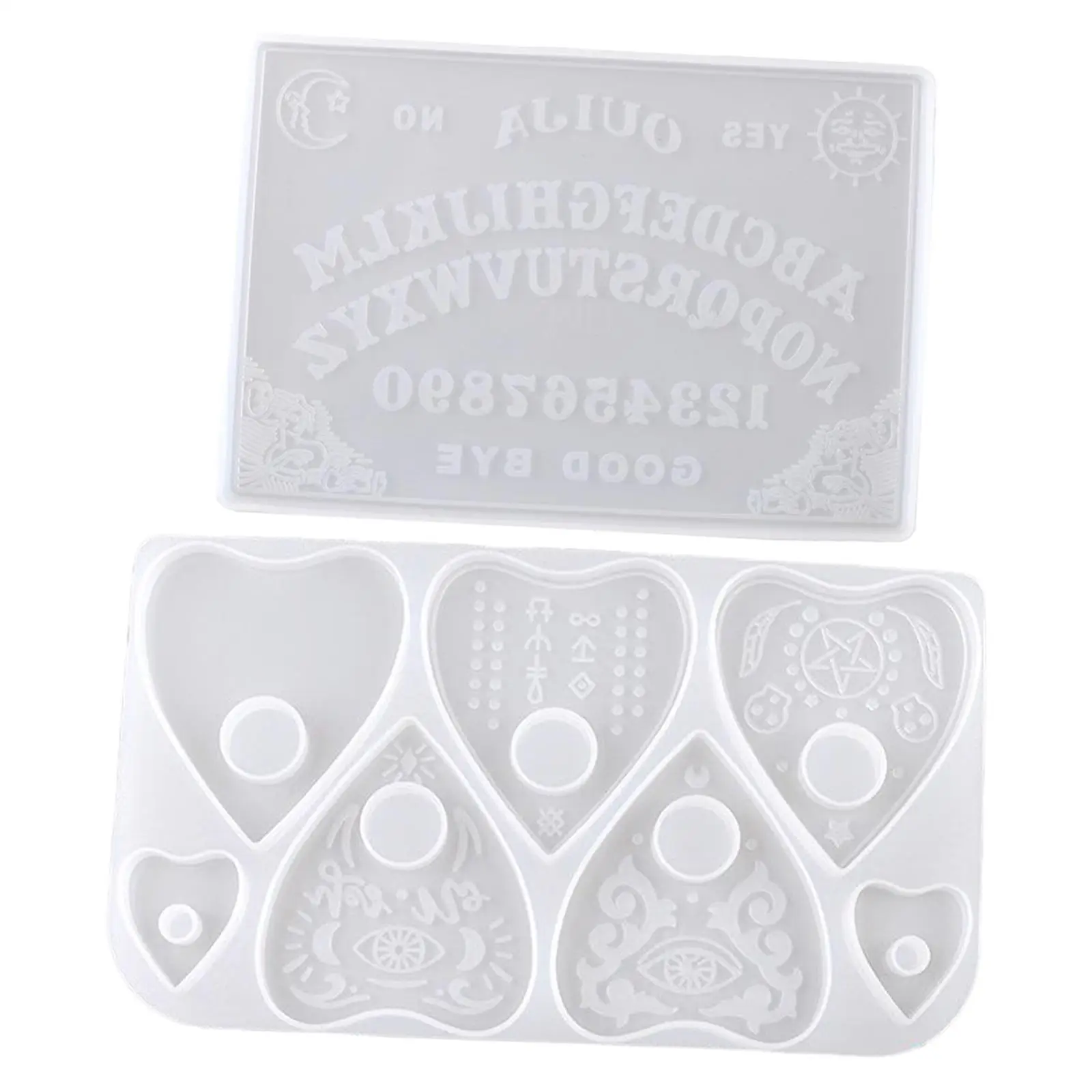 2x Keychain ,Witchcraft Board Heart Pendant Keychain Ouijas Planchette with Hole Silicone Art Crafts