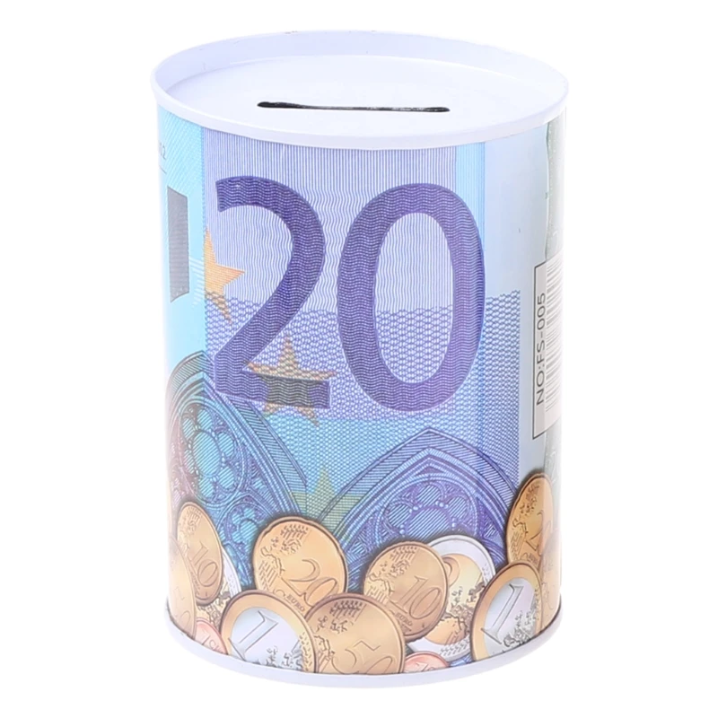 Euro Dollar Shaped Money Box Safe Cylinder Piggy Banks for Coin Storage Box Dropship