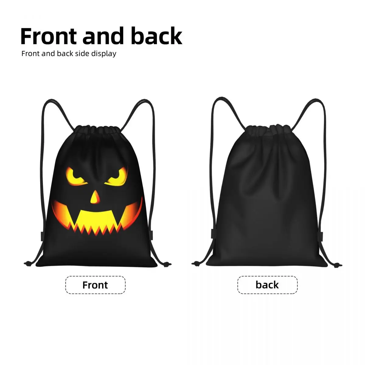 Custom Scary Halloween Pumpkin Design Gift For Halloween Party Drawstring Bag Women Men Lightweight Sports Gym Storage Backpack