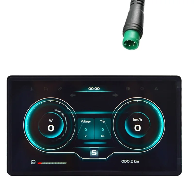 عداد سرعة الدراجة والكمبيوتر ABKQ-24V إلى 60V H8 - شاشة LED مقاومة للماء للدراجات الإلكترونية مع قابس 5Pin