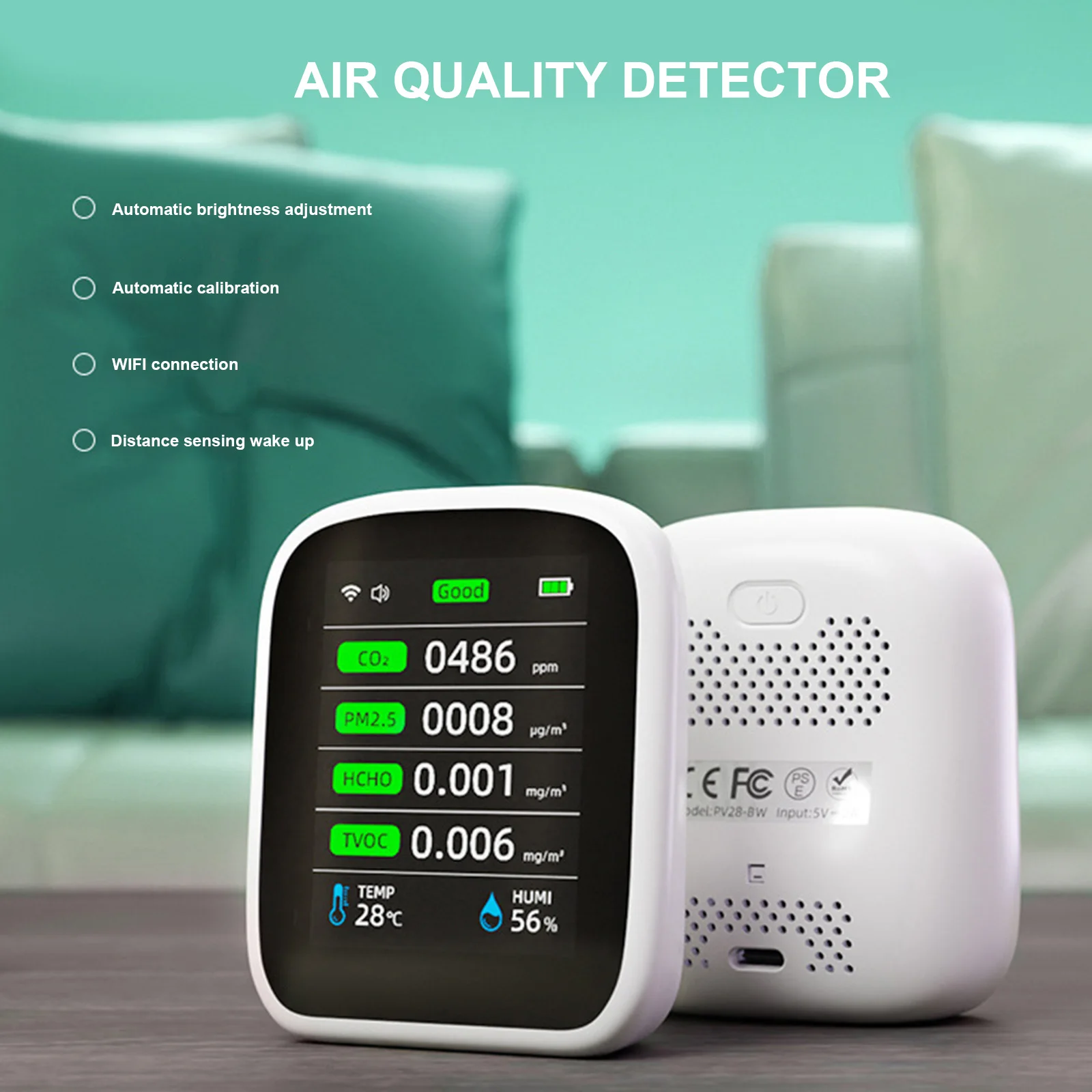 

8 in 1 Air Quality Monitor CO2 Meter Carbon Dioxide Detector Thermohygrometer Temperature TVOC HCHO PM2.5 PM10 PM1.0 Measuring