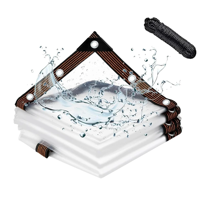 Lonas impermeables transparentes de 6,6x6,6 pies, lona con, lonas transparentes para Patio, para cubrir la invernadero, porche, dosel, planta, Camping