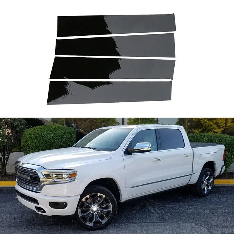 4Pcs Car Window Pillar Posts Door Trim For Dodge Ram 1500/2500/3500/4500/5500 Crew/Quad/Extended EXT 2009-2018 Auto Column Parts