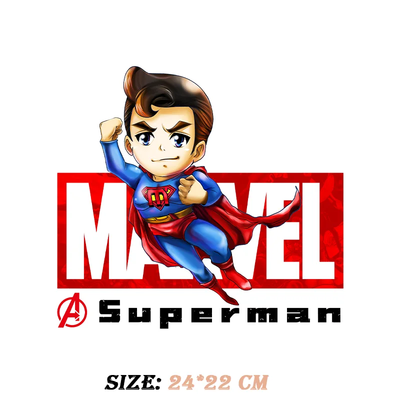 Marvel Avengers Cartoon Creative Spider Man Heat transfers stickers for clothing DIY Printed Adhesive Patche For Clothes Pattern