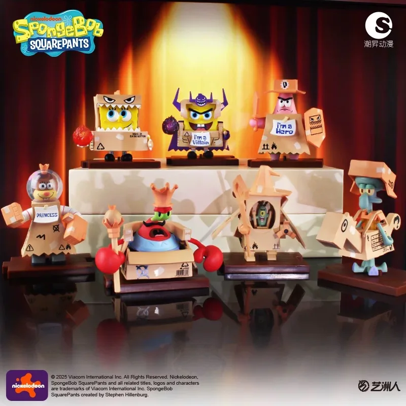 6 개/대 서프라이즈 블라인드 박스 스폰지 밥 SquarePants 애니메이션 캐릭터 모델 피규어 장난감 촉수 패트릭 전사 어린이 선물