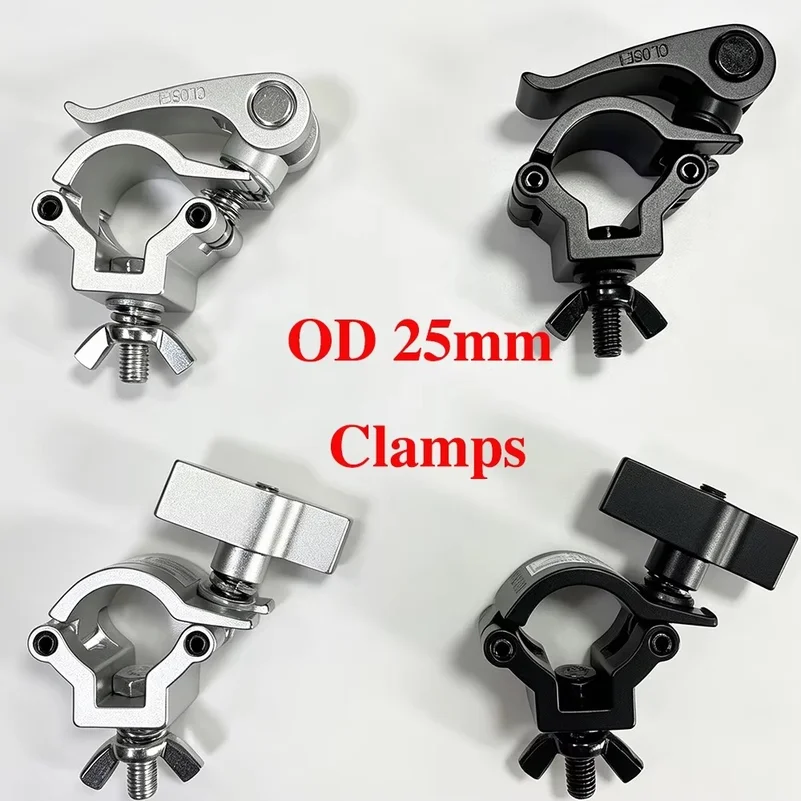 OD25mm Aluminum Mini Clamp Quick Fit & Release Semi Coupler Truss Clamp T‑nut Clamp TUV SWL 75KG Tube Pipe Mounting Clamp Rigs